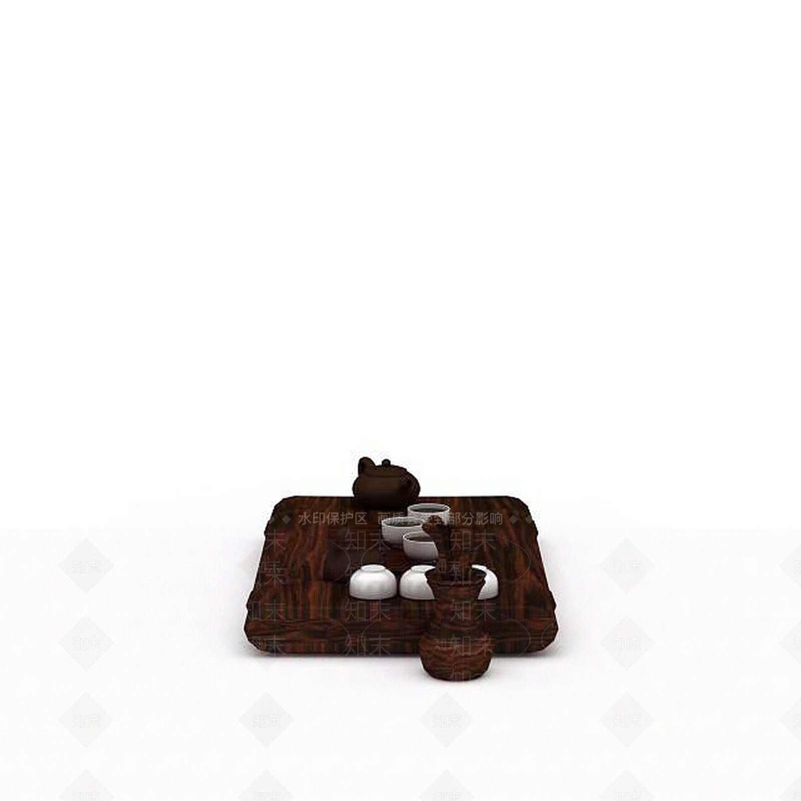 现代实木茶桌3D模型下载【ID:1198692368】