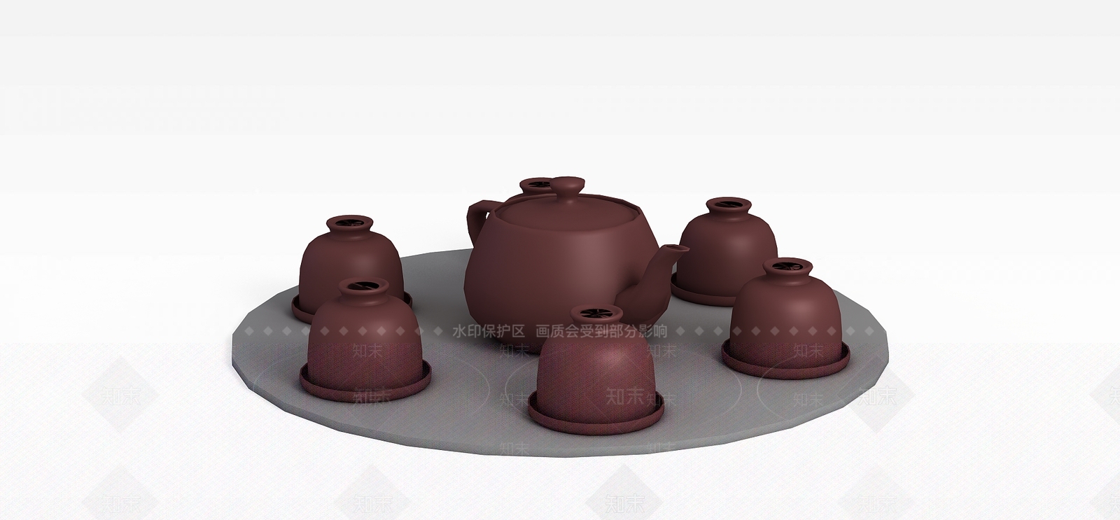 现代紫砂茶具套装3D模型下载【ID:1198692606】