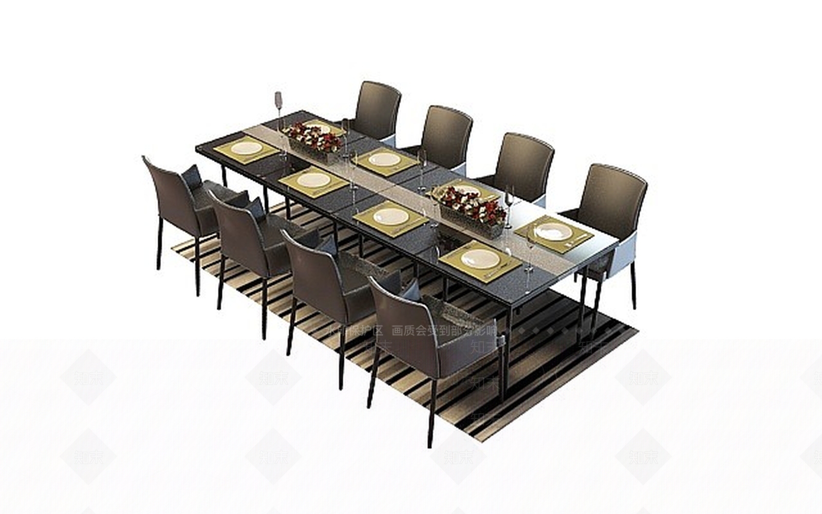 现代豪华就餐桌椅3D模型下载【ID:1198693677】