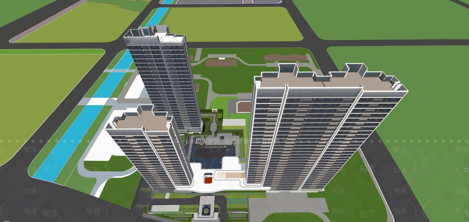 现代小区建筑SU模型下载【ID:1198693964】