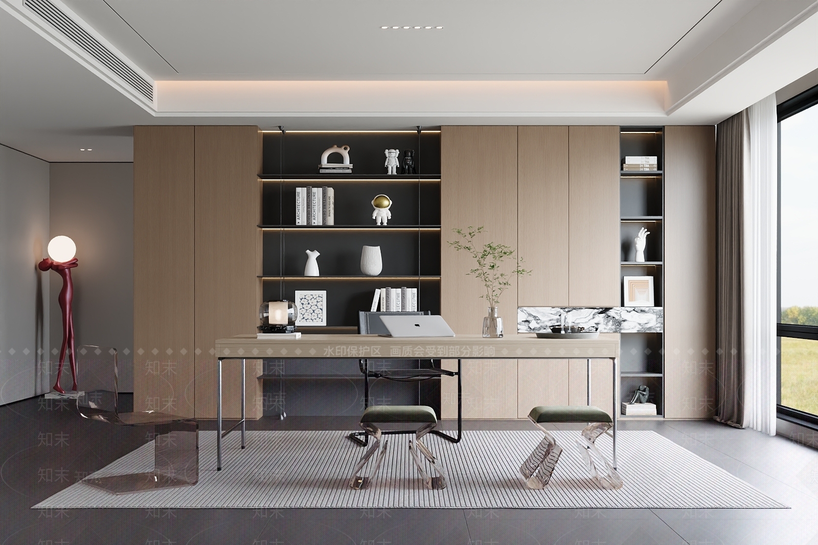 原木极简书房3D模型下载【ID:1198697784】