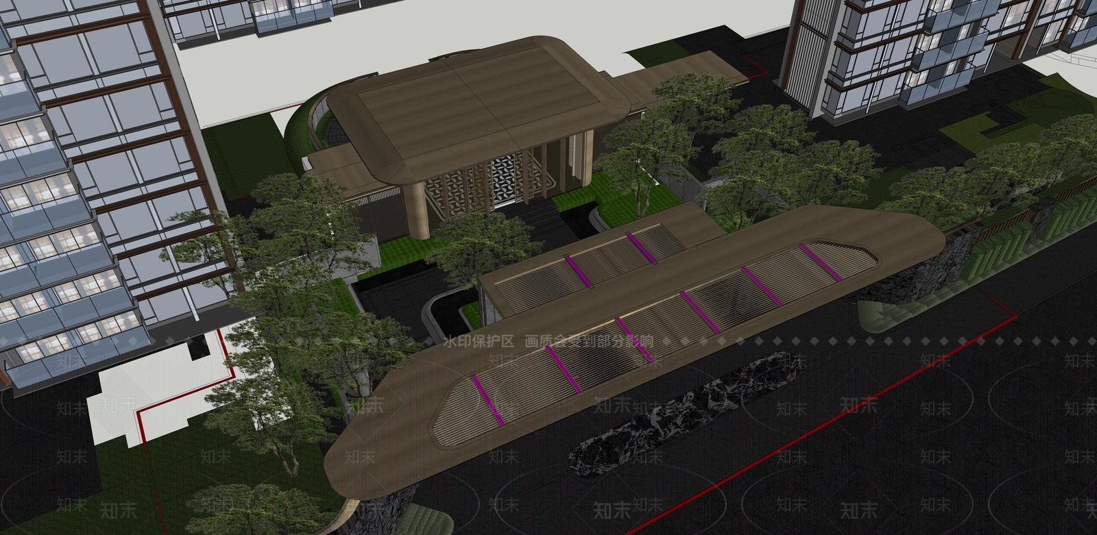 现代小区建筑SU模型下载【ID:1198698690】