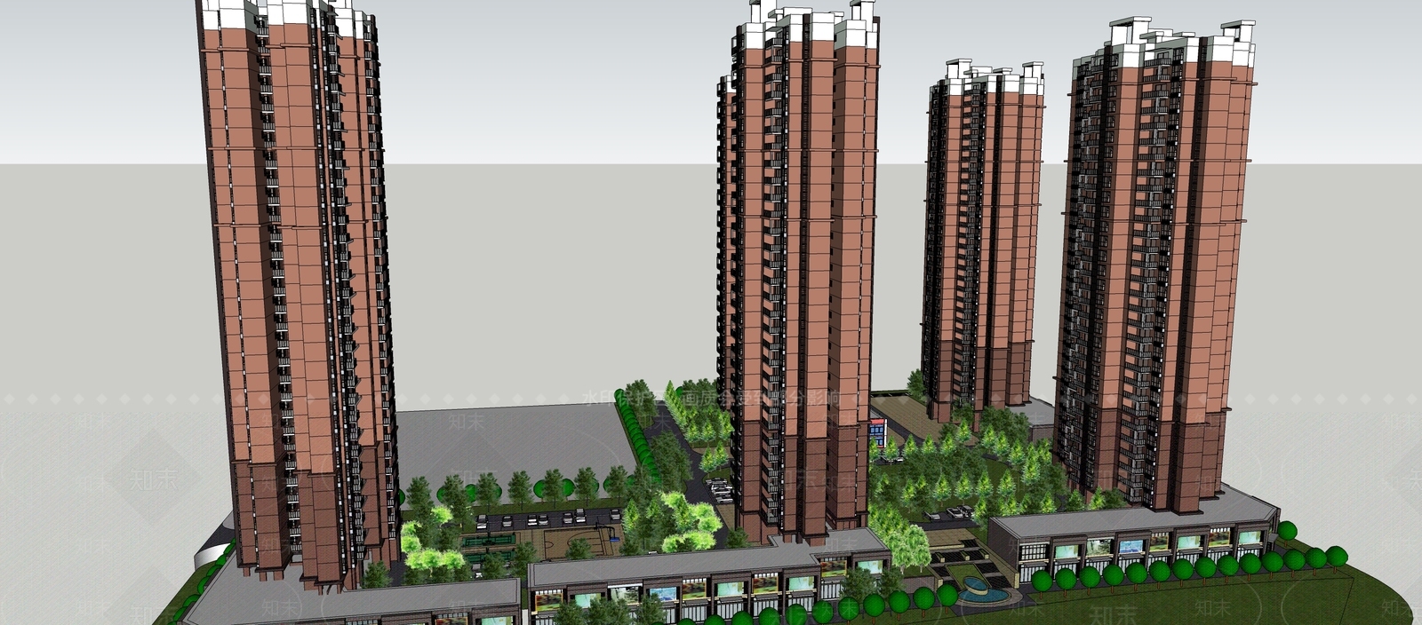 法式小区建筑SU模型下载【ID:1198707000】