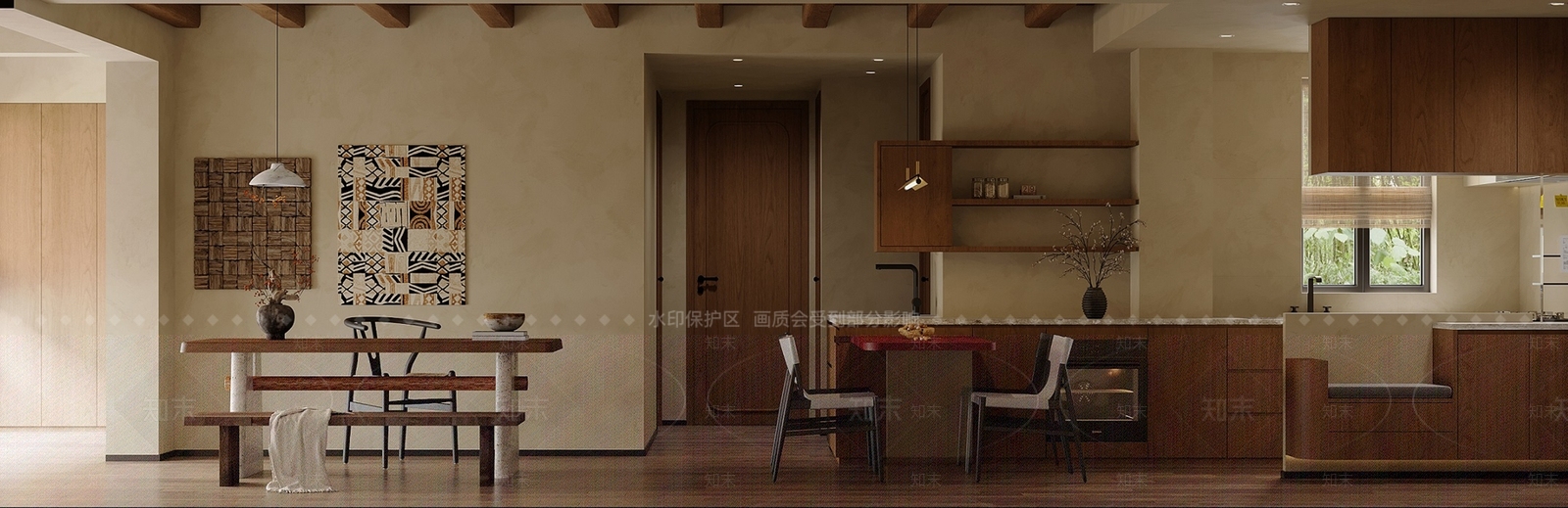 侘寂简约客餐厅3D模型下载【ID:1198700843】
