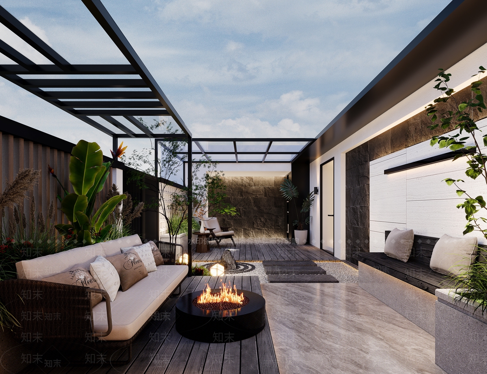现代屋顶花园3D模型下载【ID:1198702294】
