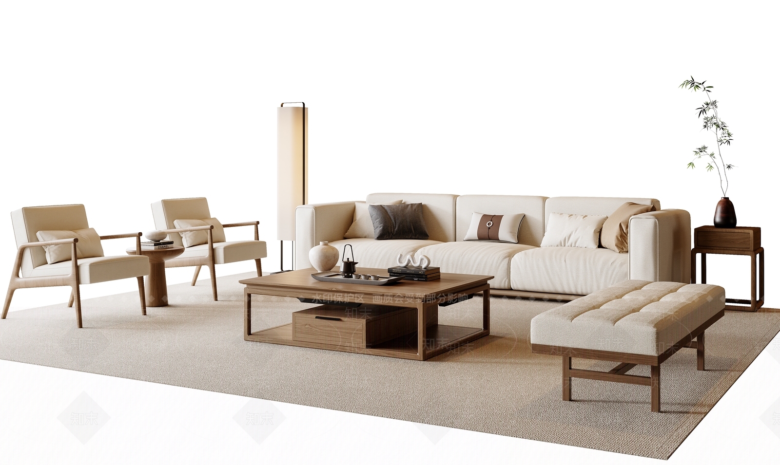 新中式中式沙发组合3D模型下载【ID:1198702989】