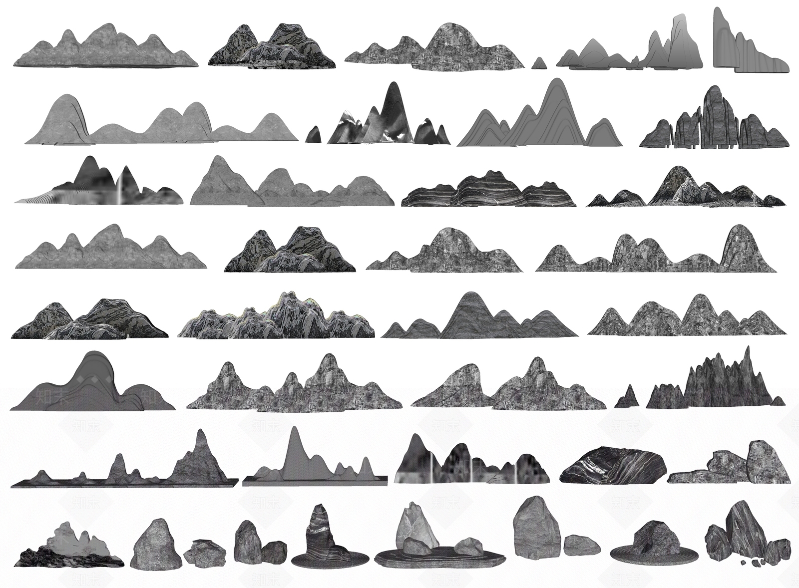 新中式假山石头SU模型下载【ID:1198705721】
