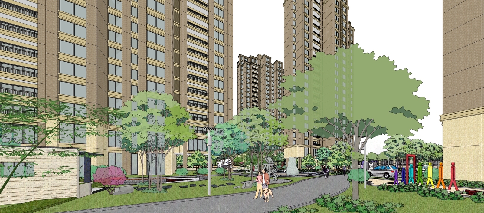 欧式小区建筑SU模型下载【ID:1198706221】