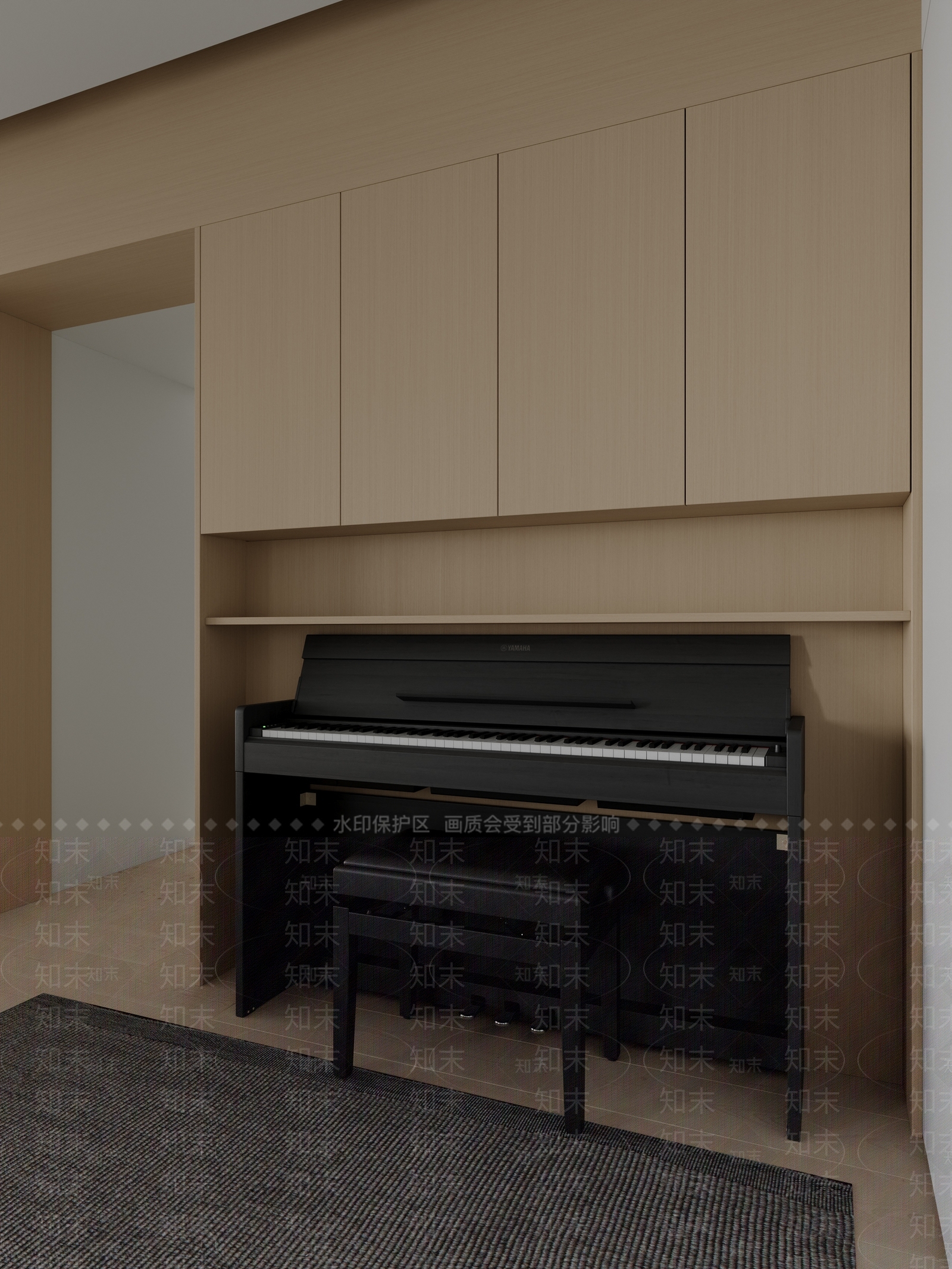 现代钢琴房SU模型下载【ID:1198707083】