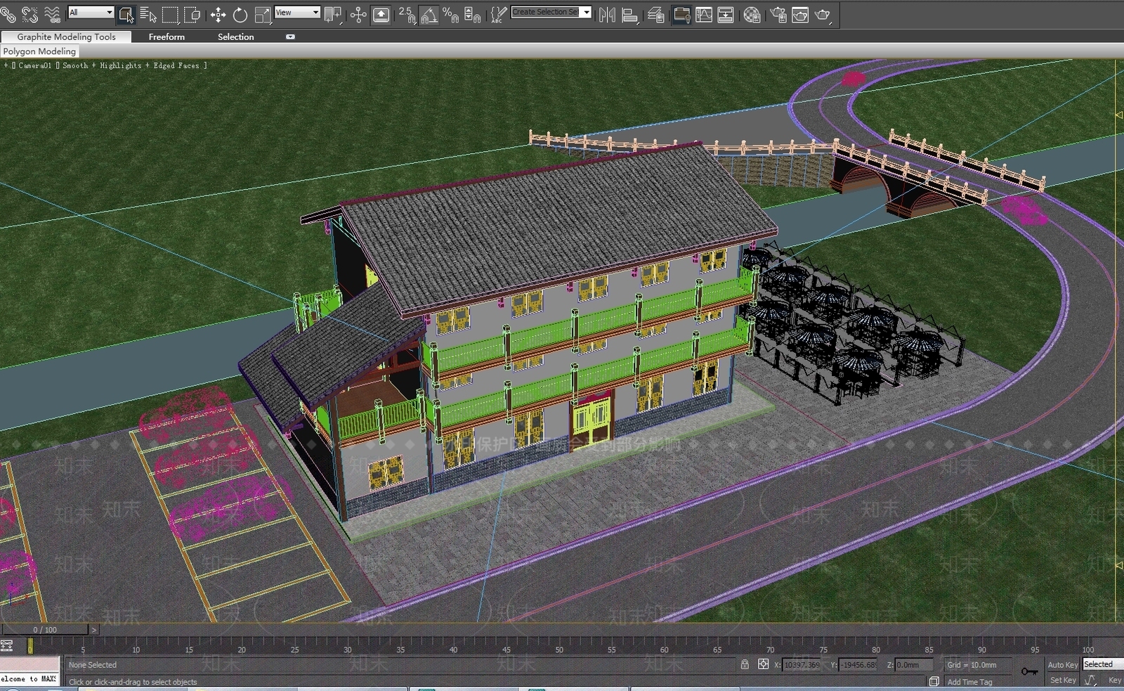 中式复古民宿3D模型下载【ID:1198710447】