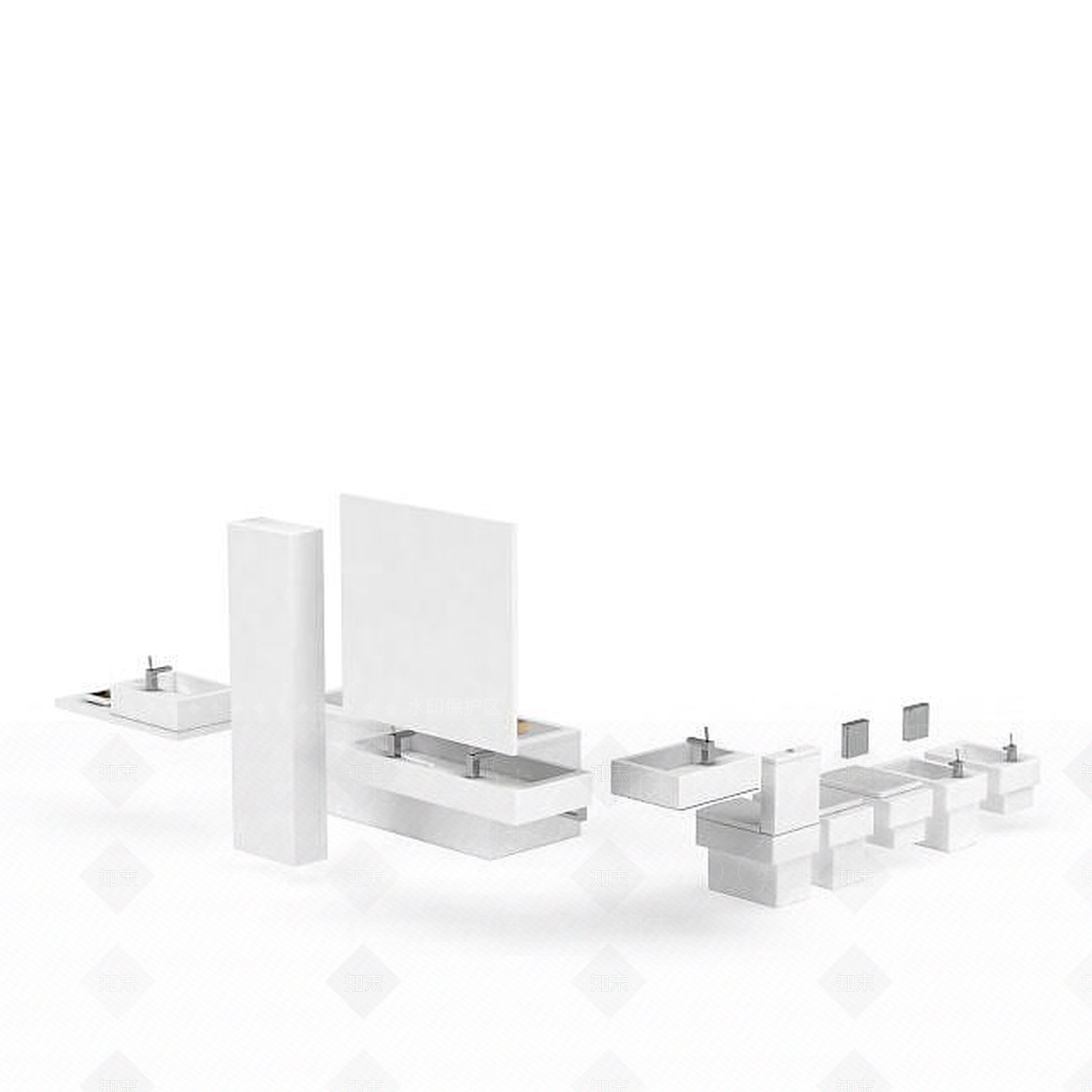 现代卫浴洁具组合3D模型下载【ID:1198710569】