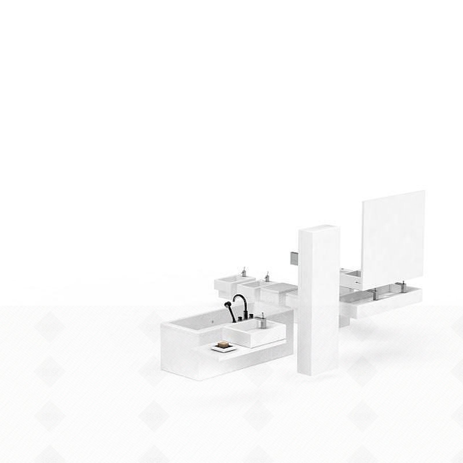 现代卫浴洁具组合3D模型下载【ID:1198710569】