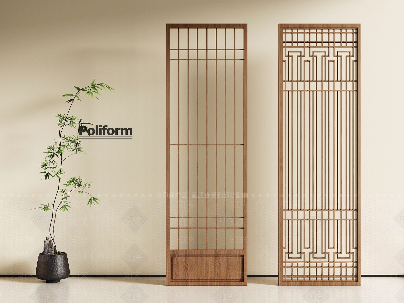 新中式屏风SU模型下载【ID:1198711442】