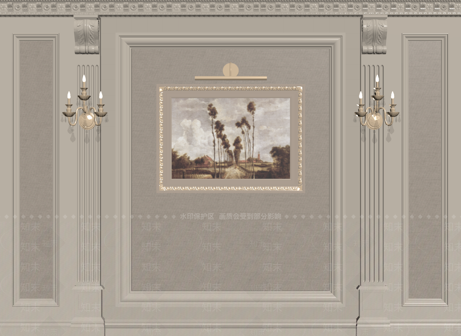 法式欧式背景墙SU模型下载【ID:1198712640】