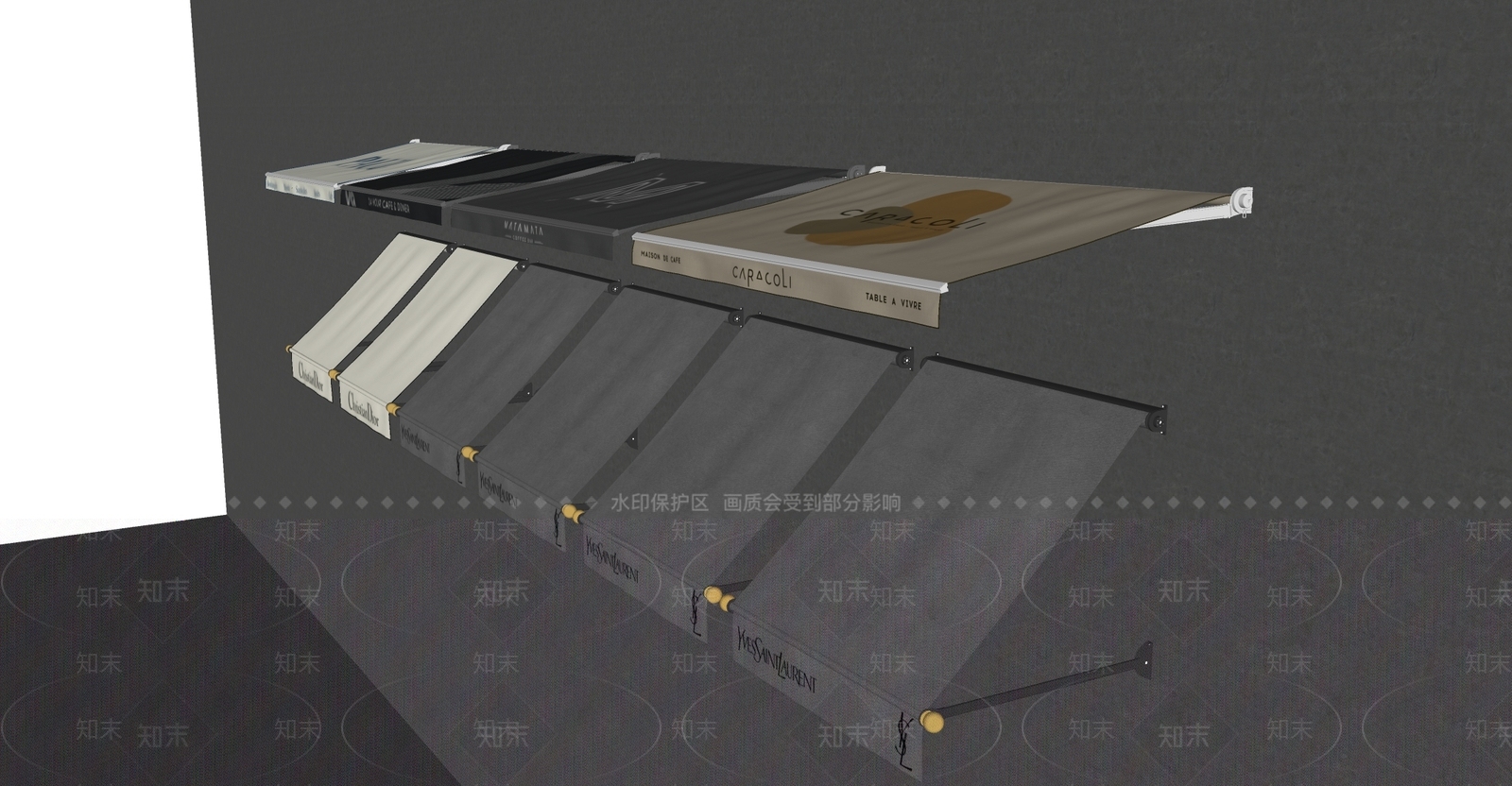 现代简约雨棚SU模型下载【ID:1198713484】