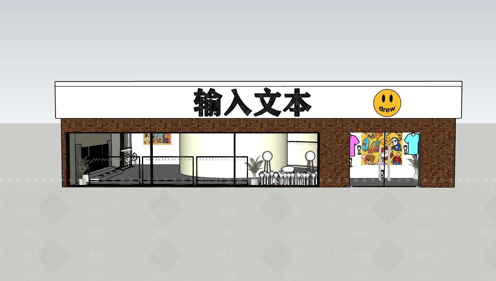 现代美式服装店SU模型下载【ID:1198716796】