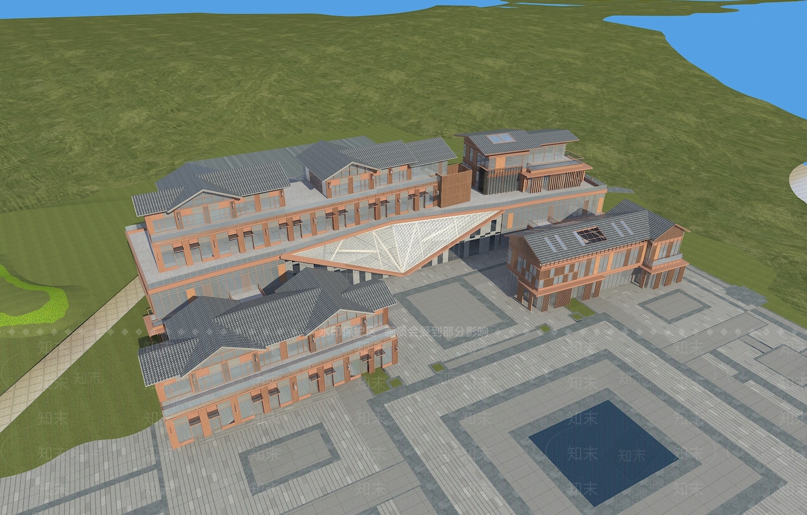 新中式商业街3D模型下载【ID:1198716962】