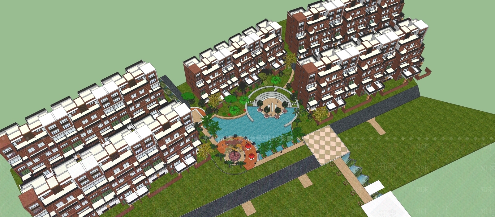 法式小区建筑SU模型下载【ID:1198720872】