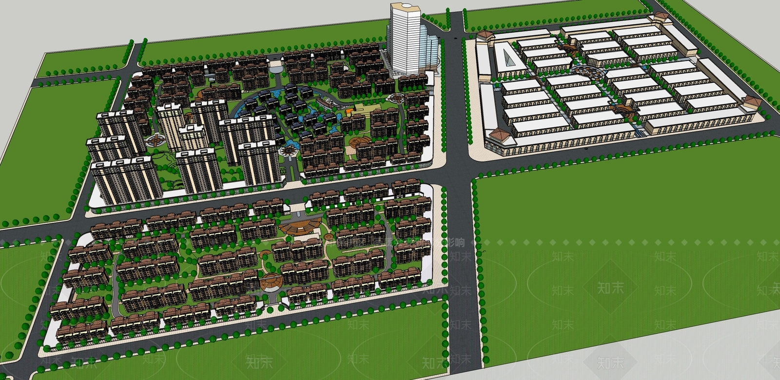 现代小区建筑SU模型下载【ID:1198723951】