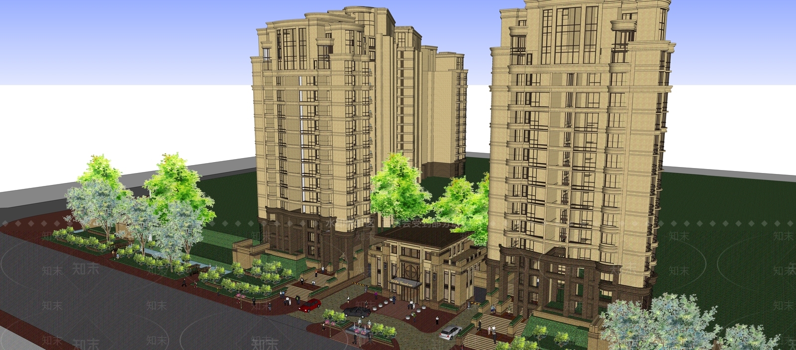 法式小区建筑SU模型下载【ID:1198724291】