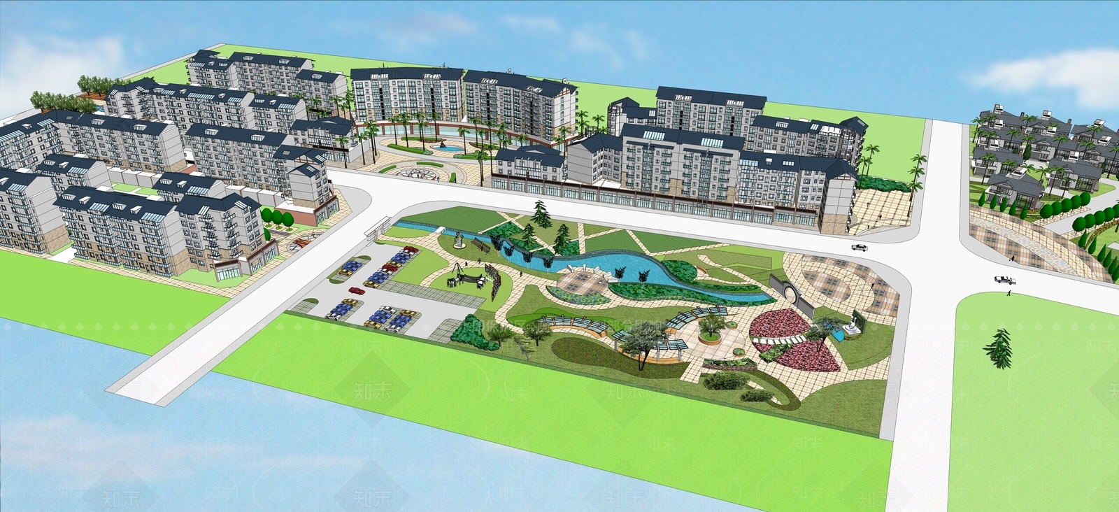 现代小区建筑SU模型下载【ID:1198724444】