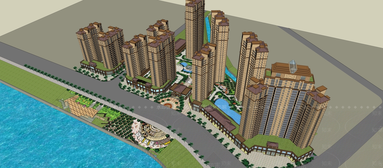 法式小区建筑SU模型下载【ID:1198725686】