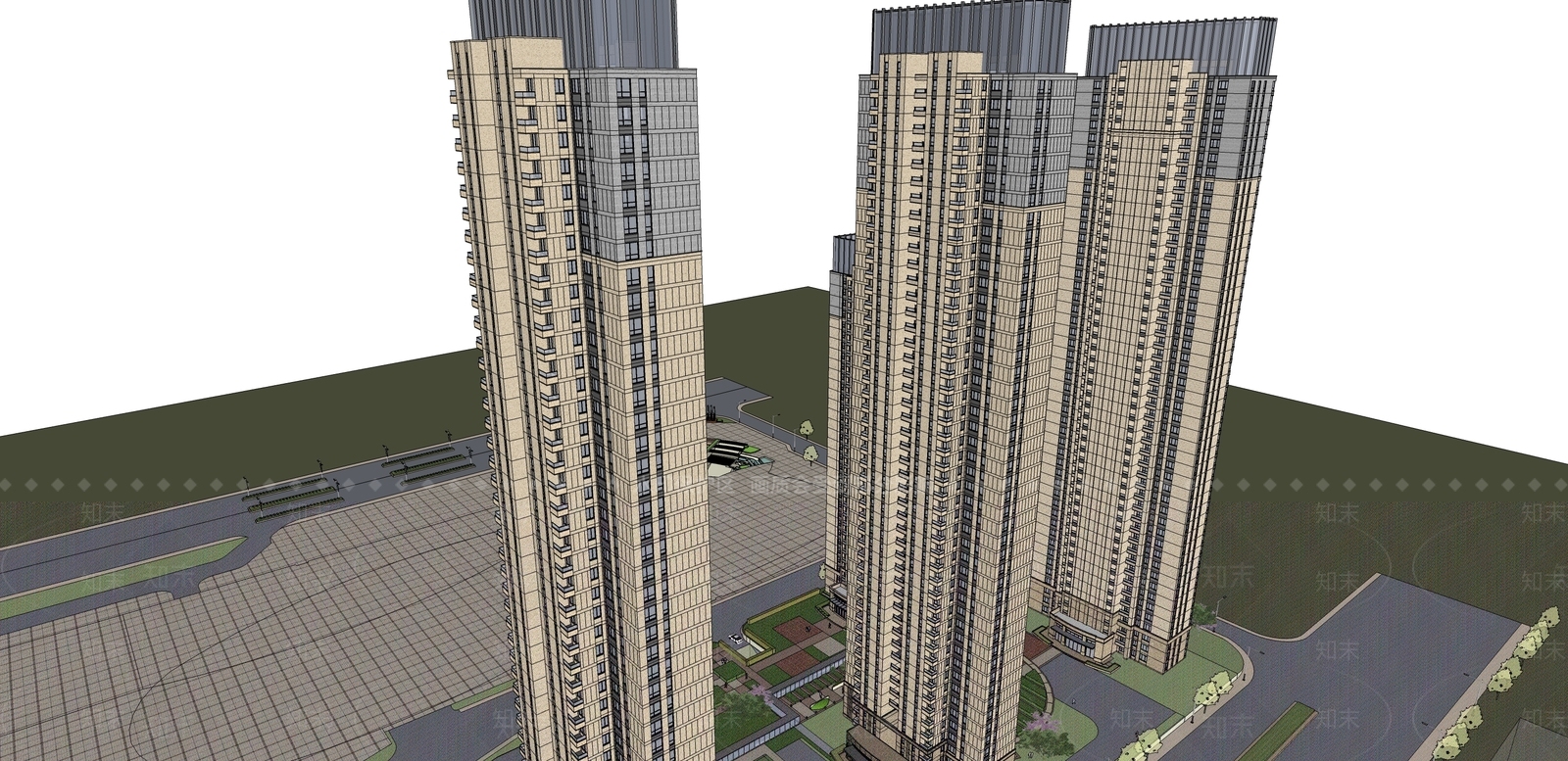 法式高层住宅SU模型下载【ID:1198726228】