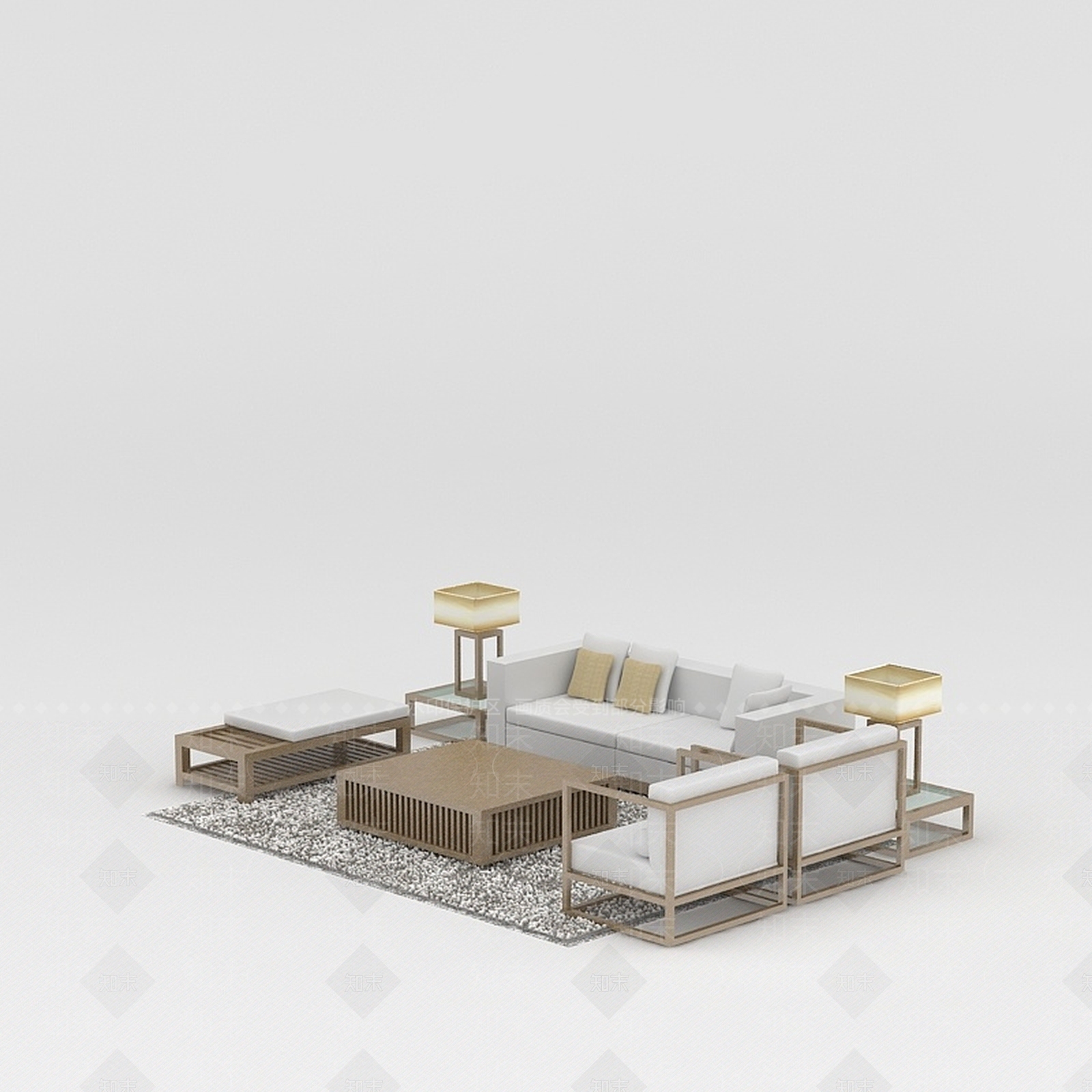 现代双人沙发3D模型下载【ID:1198727249】