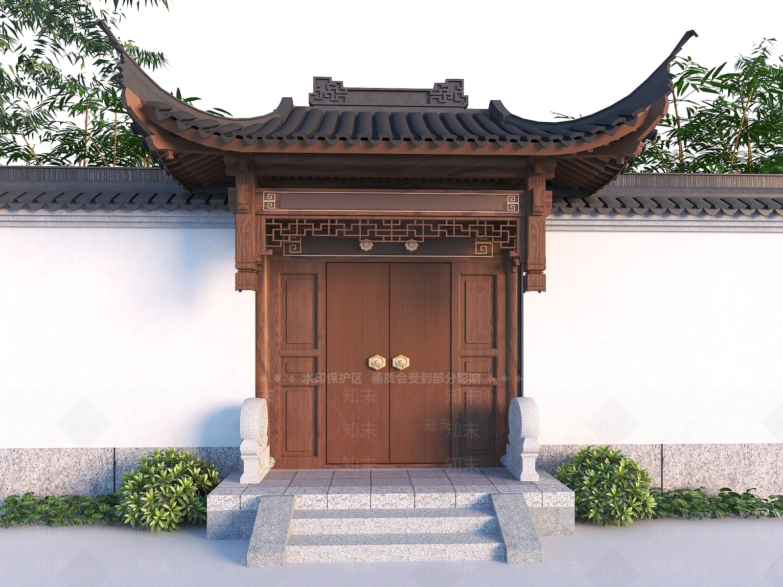 新中式中式大门SU模型下载【ID:1198734901】