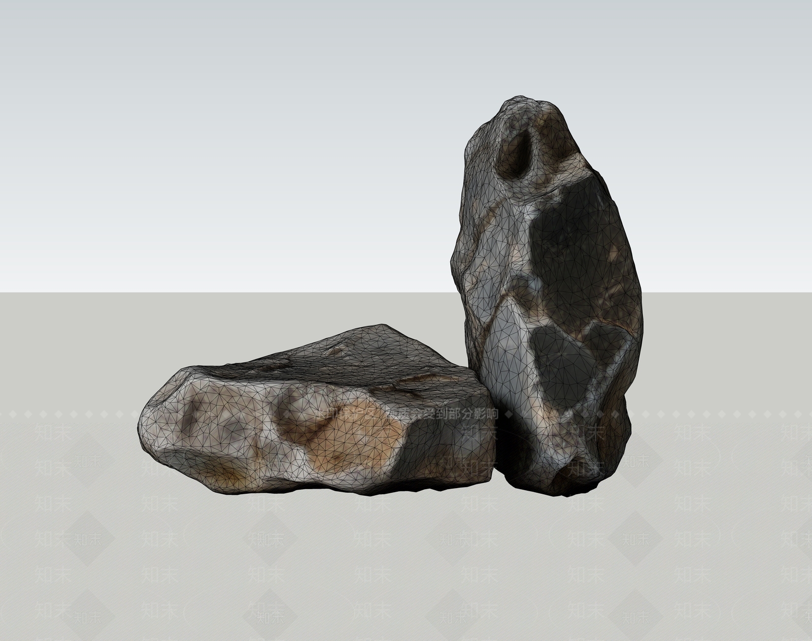 现代禅意景观石SU模型下载【ID:1198740088】