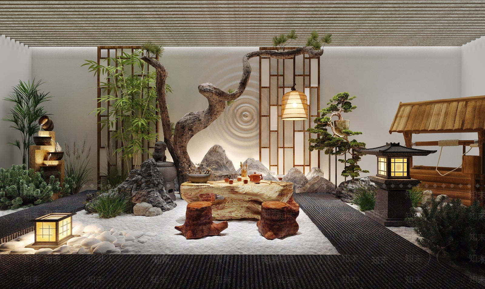 新中式中式茶室3D模型下载【ID:1198741328】