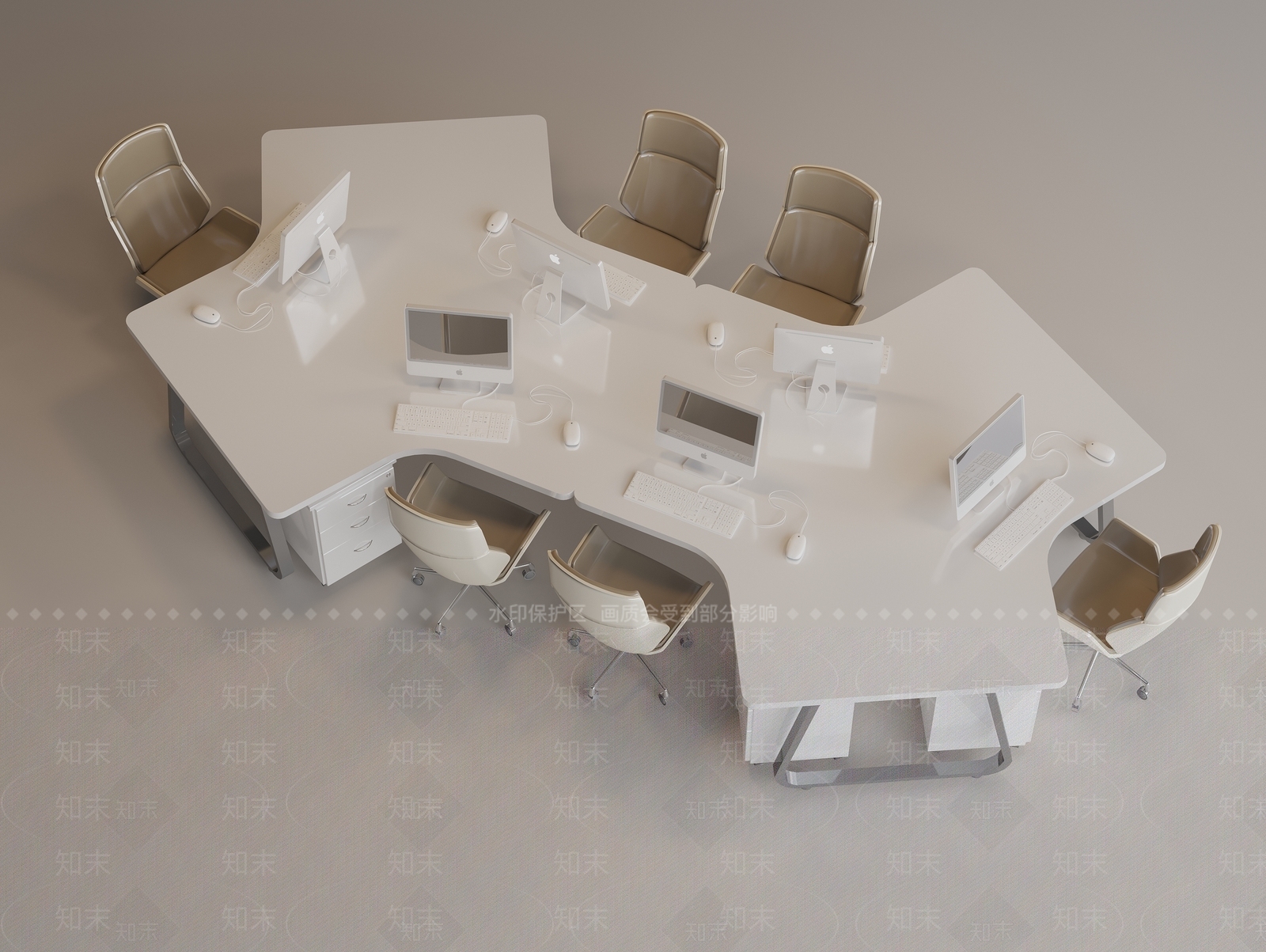 现代办公桌3D模型下载【ID:1198740749】