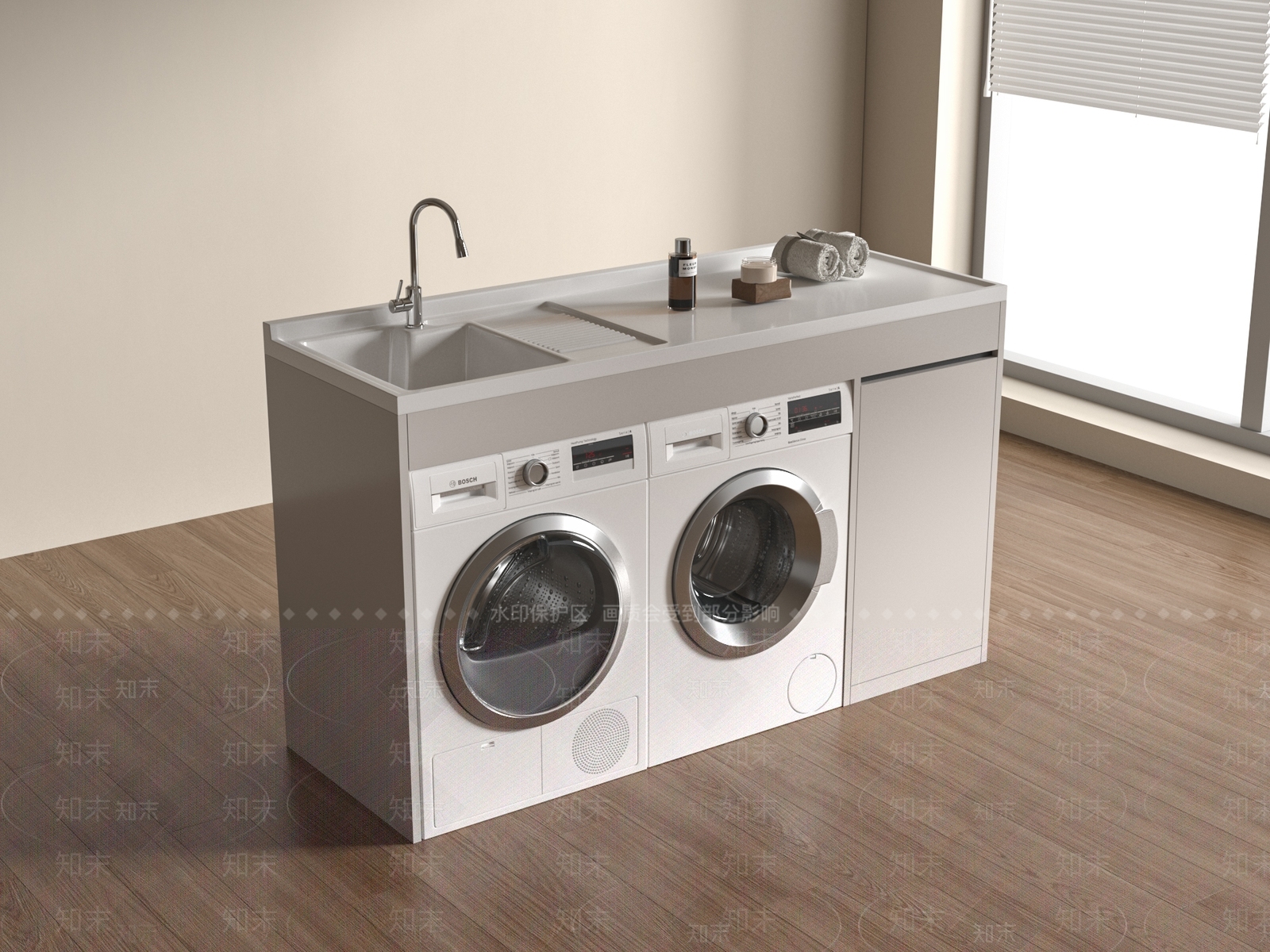 现代洗衣机柜3D模型下载【ID:1198741897】