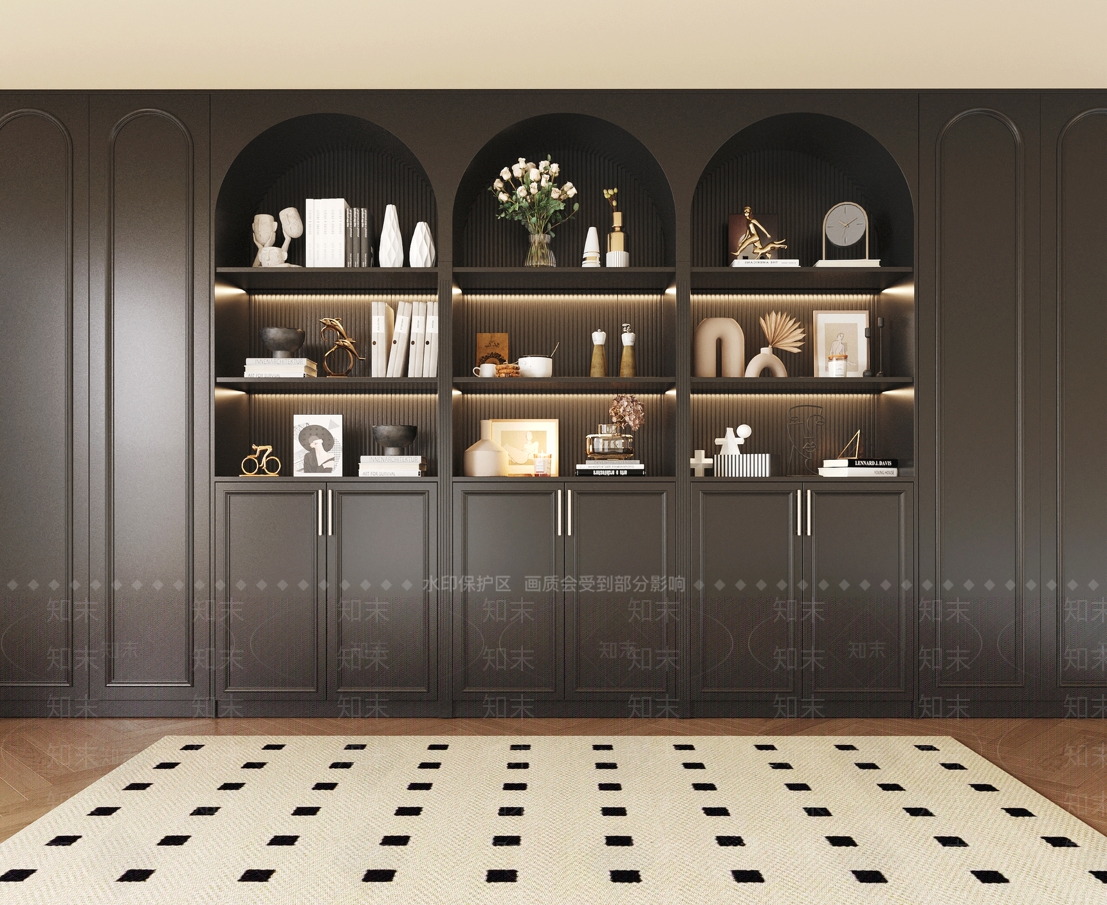 法式美式书柜3D模型下载【ID:1198744056】