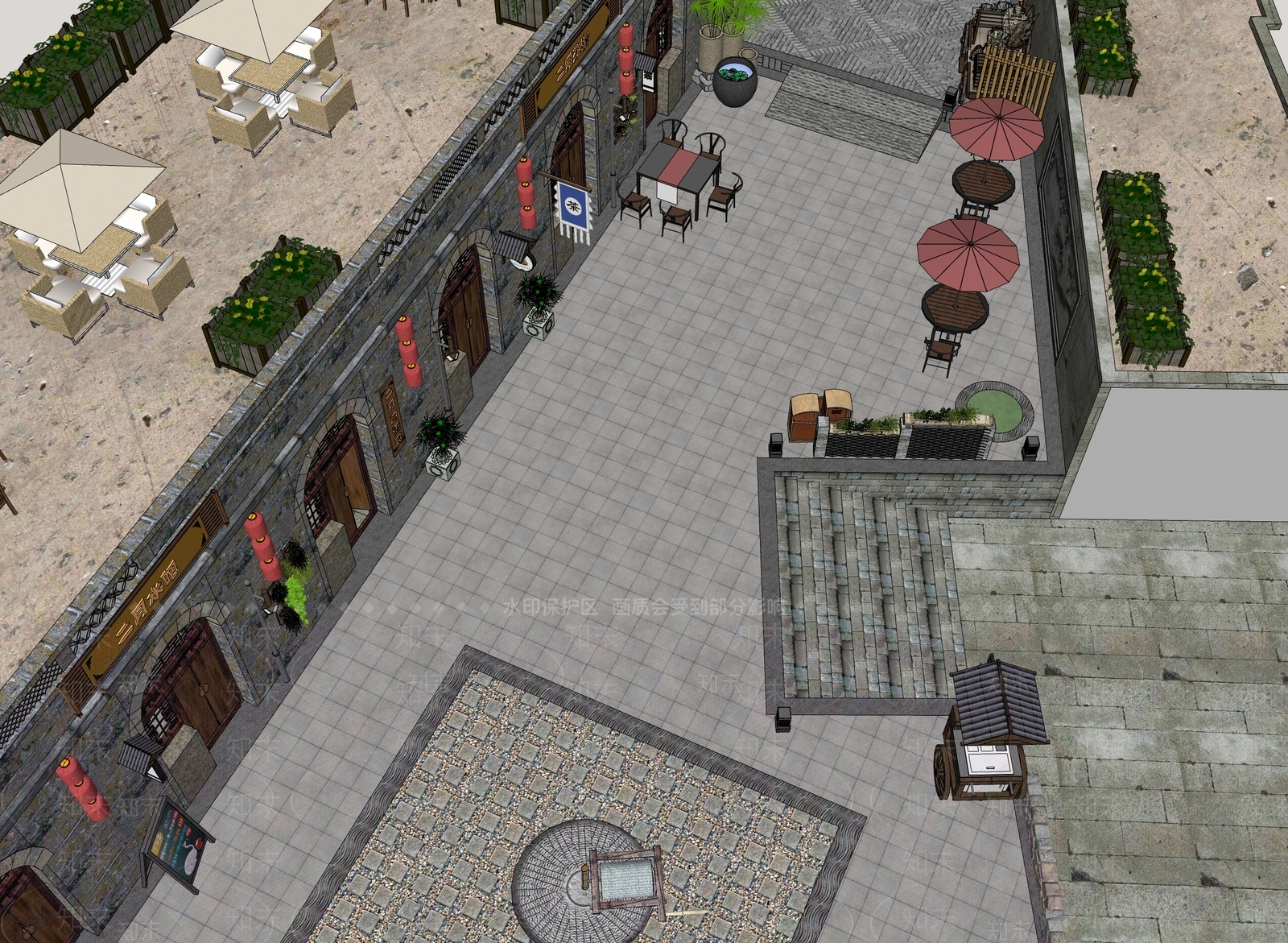 新中式现代民宿建筑SU模型下载【ID:1198750623】