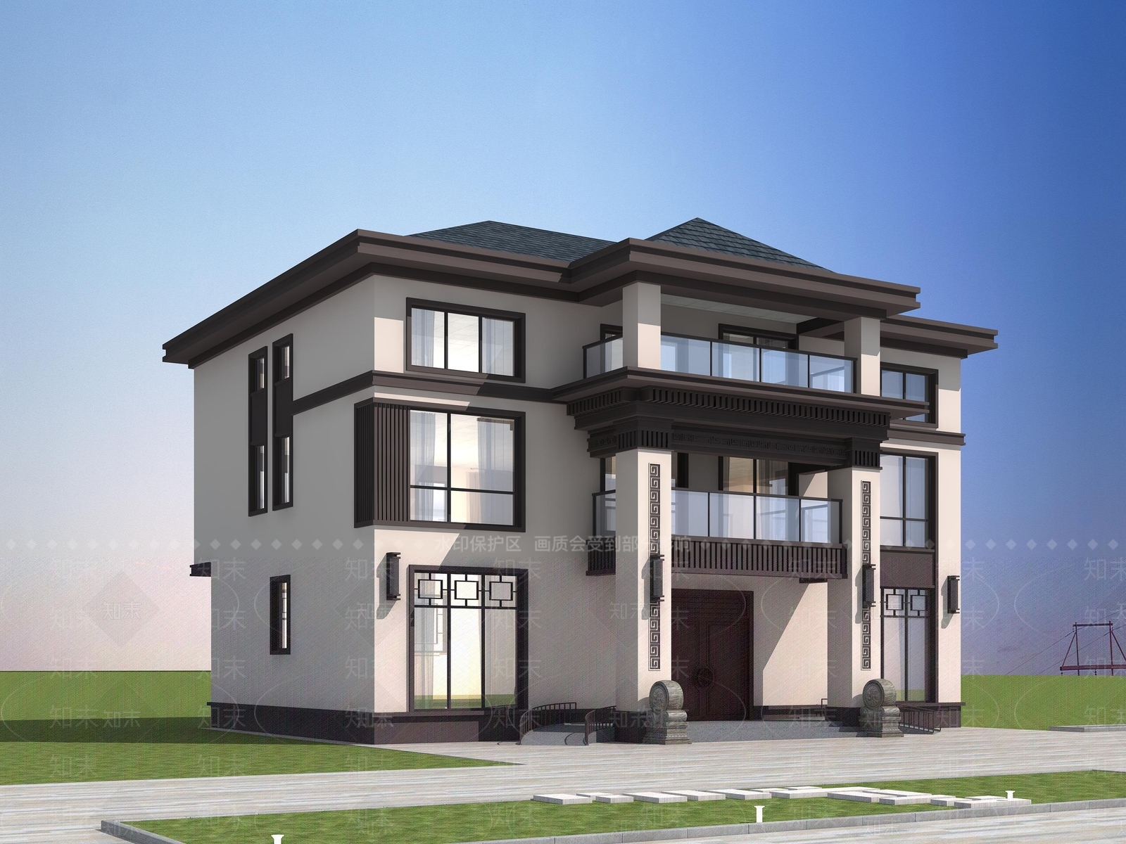 现代别墅外观3D模型下载【ID:1198748924】