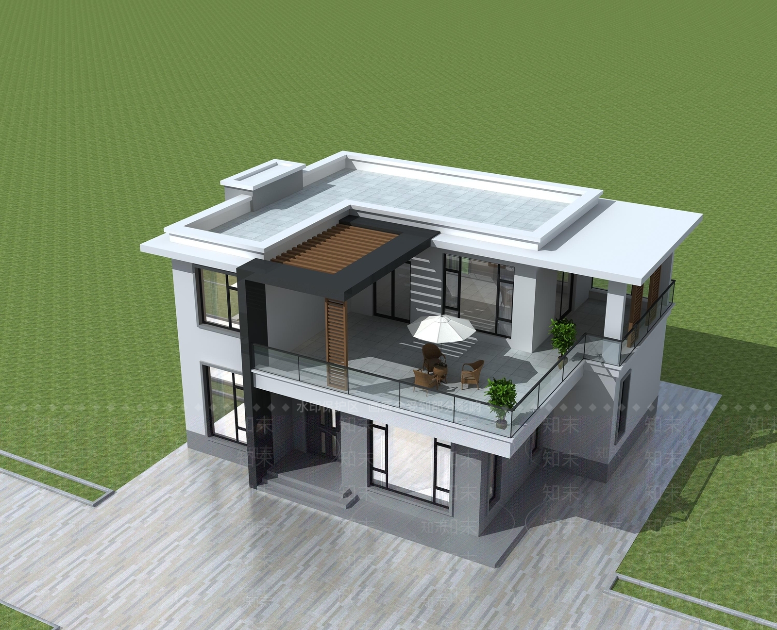 现代别墅外观3D模型下载【ID:1198751301】