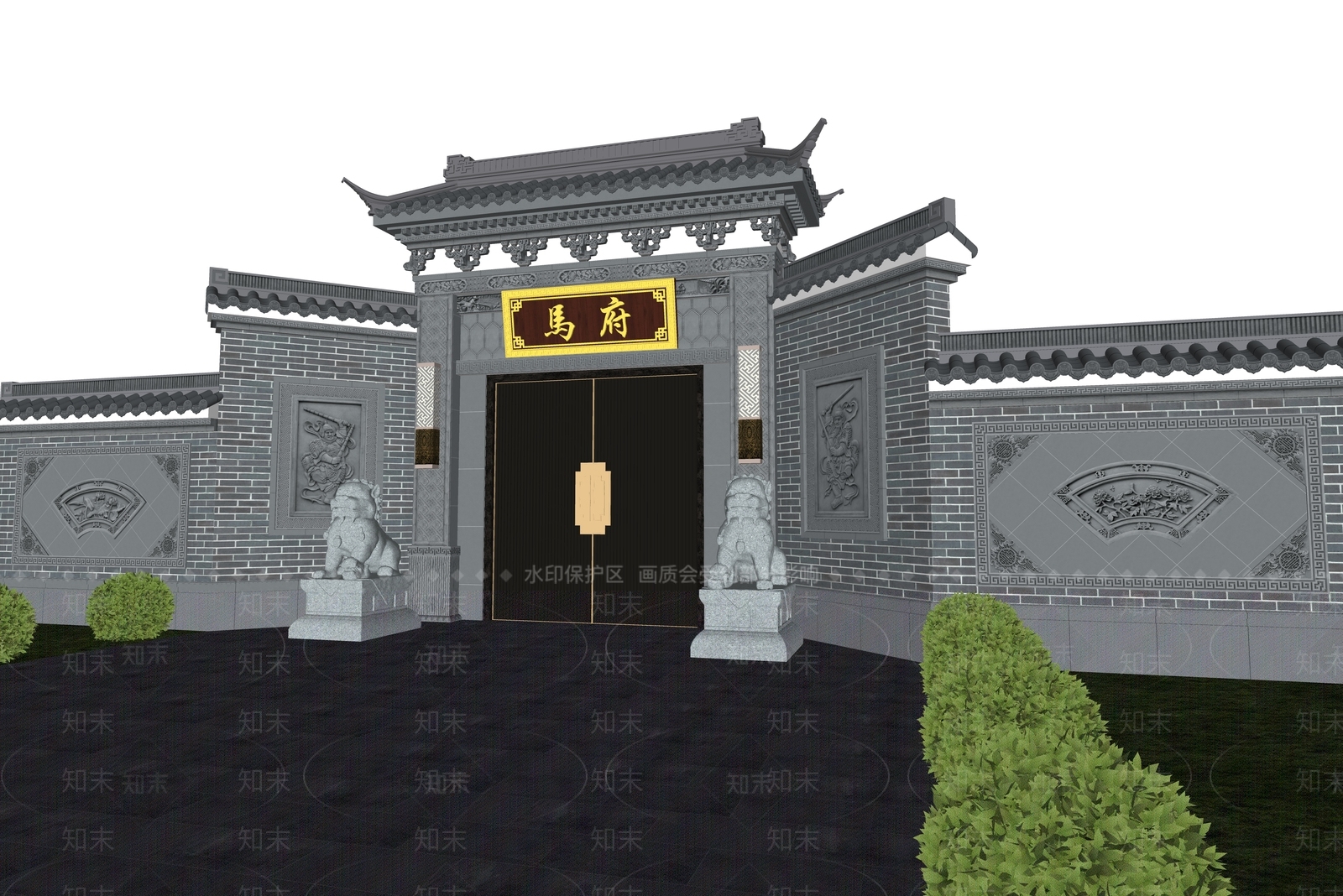 中式新中式入口大门SU模型下载【ID:1198753860】
