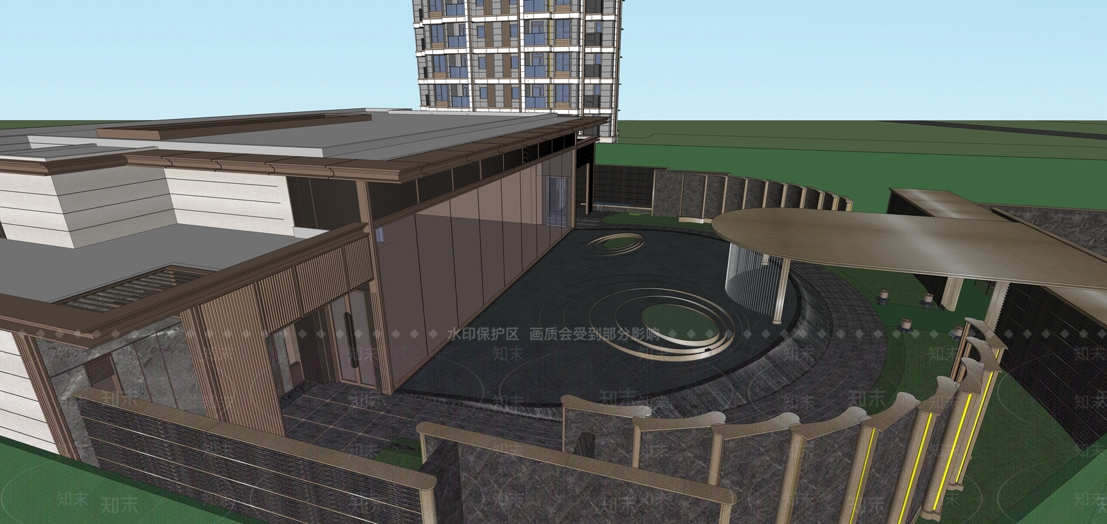 现代小区建筑SU模型下载【ID:1198758831】