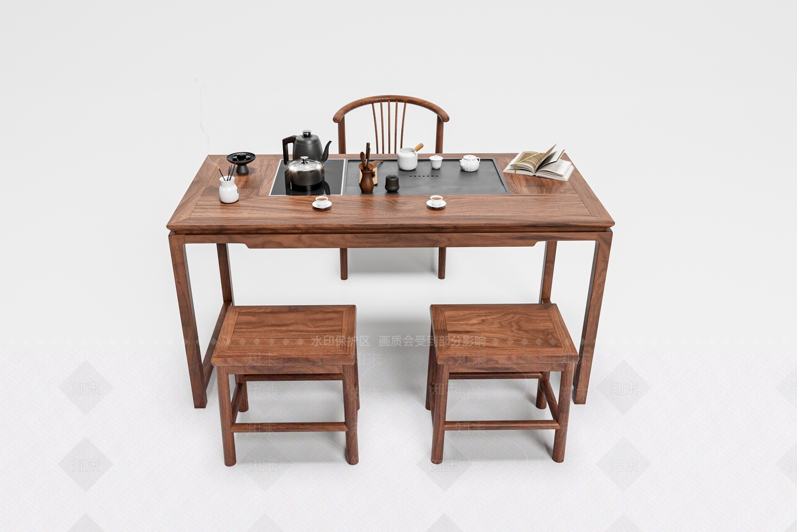 中式新中式茶桌椅3D模型下载【ID:1198762020】