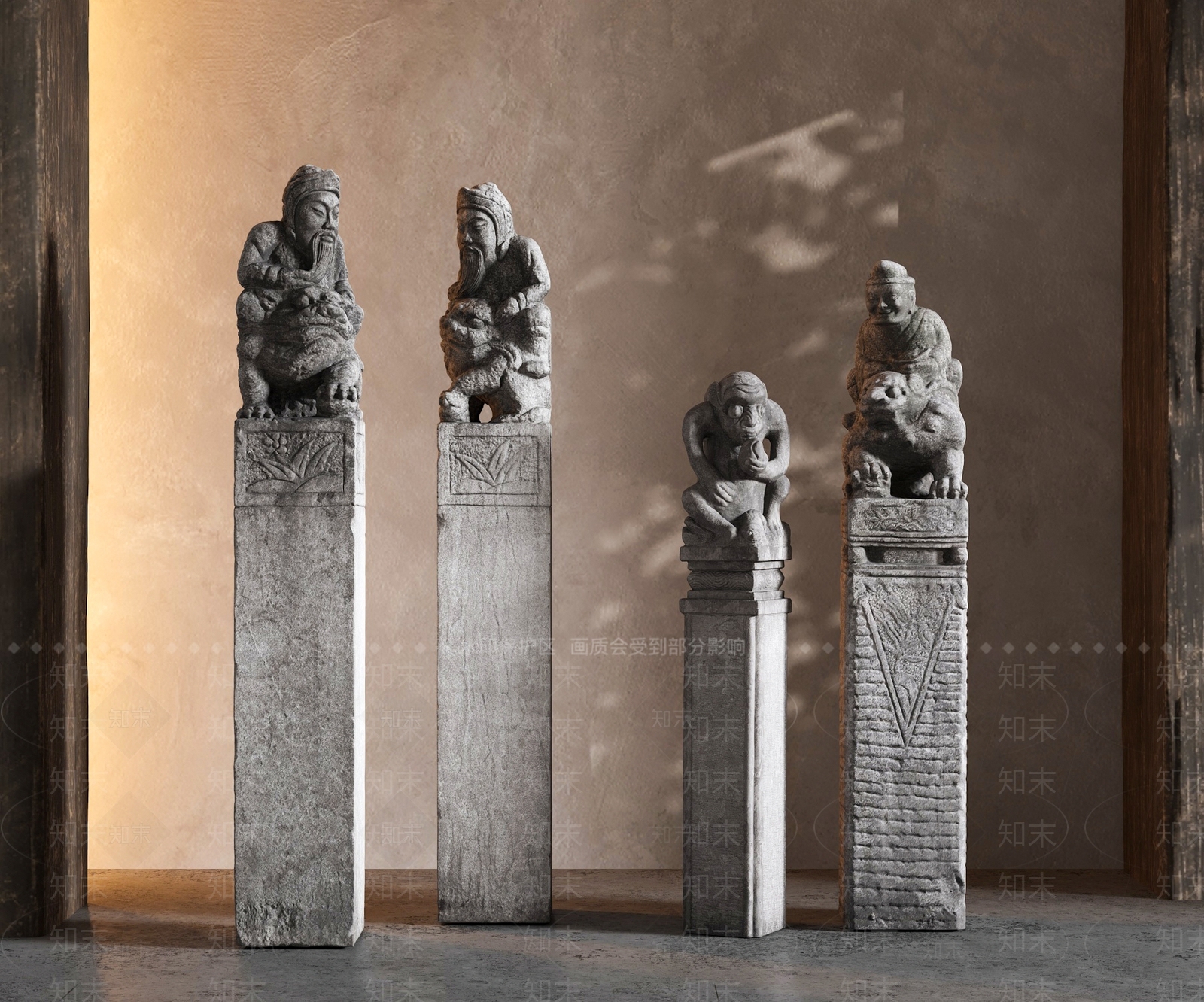 新中式中式柱子3D模型下载【ID:1198762377】