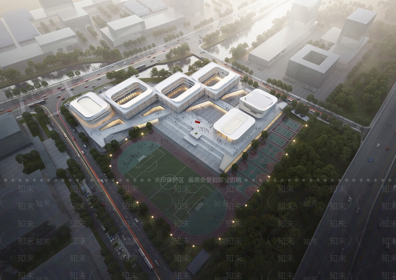 现代新中式小学SU模型下载【ID:1198786984】