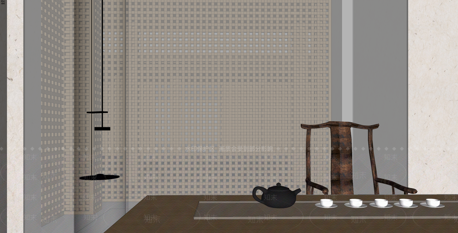 新中式现代茶室SU模型下载【ID:1198763166】