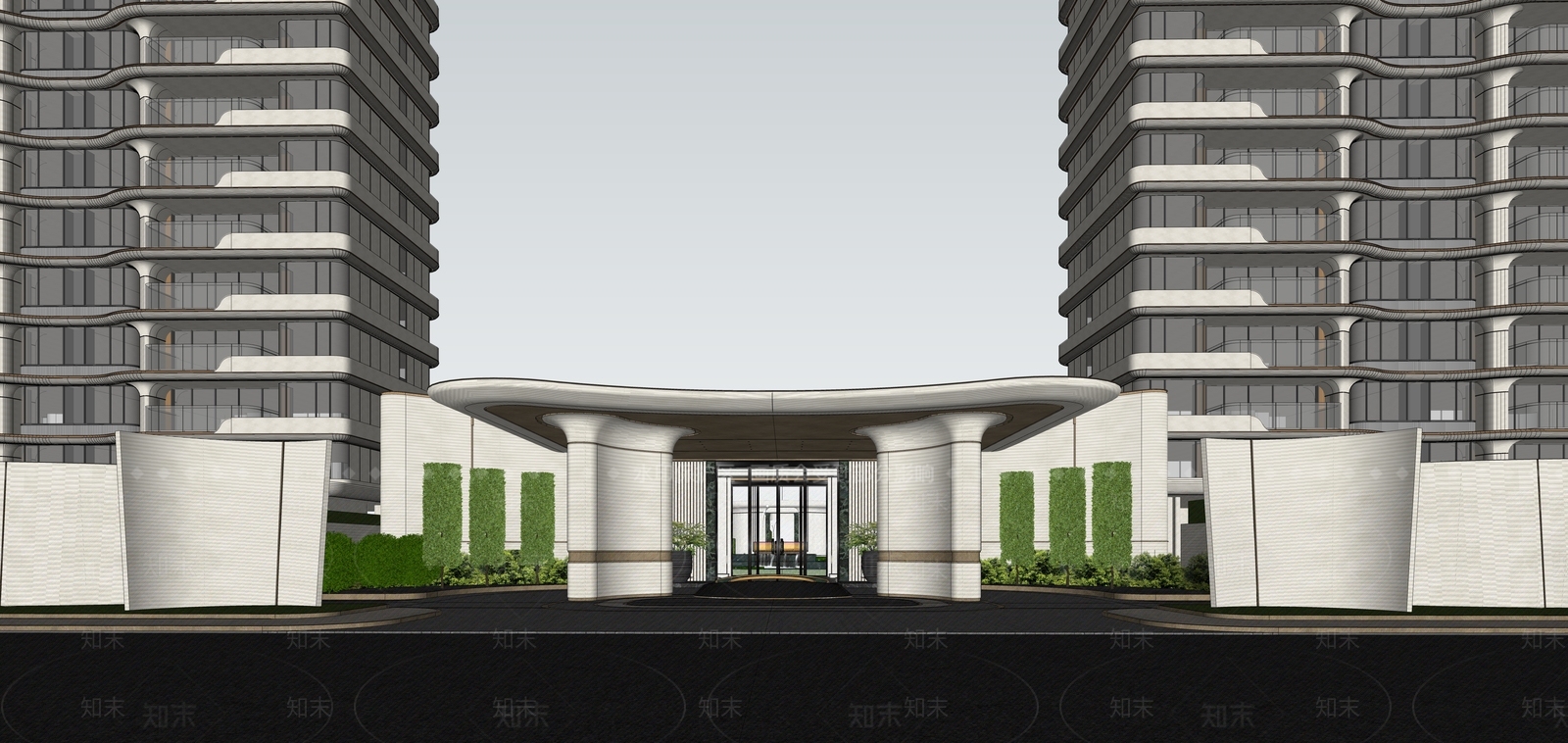 现代小区建筑SU模型下载【ID:1198764772】