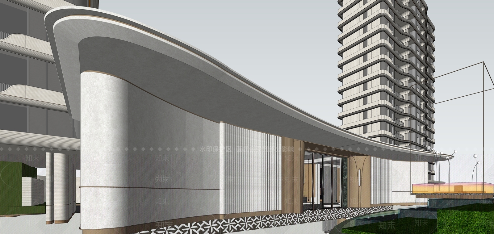 现代小区建筑SU模型下载【ID:1198764772】