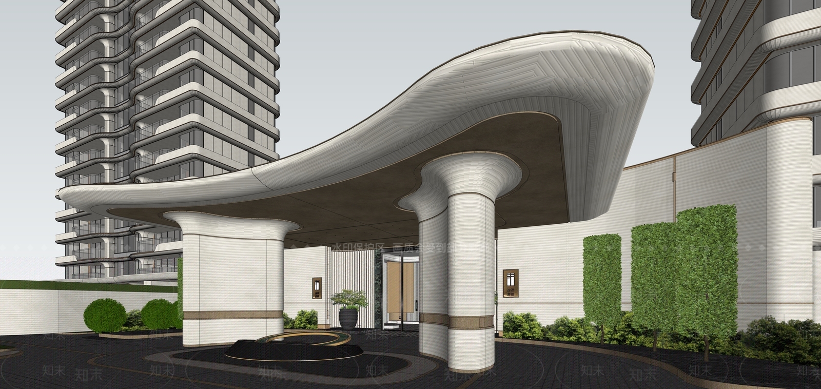 现代小区建筑SU模型下载【ID:1198764772】