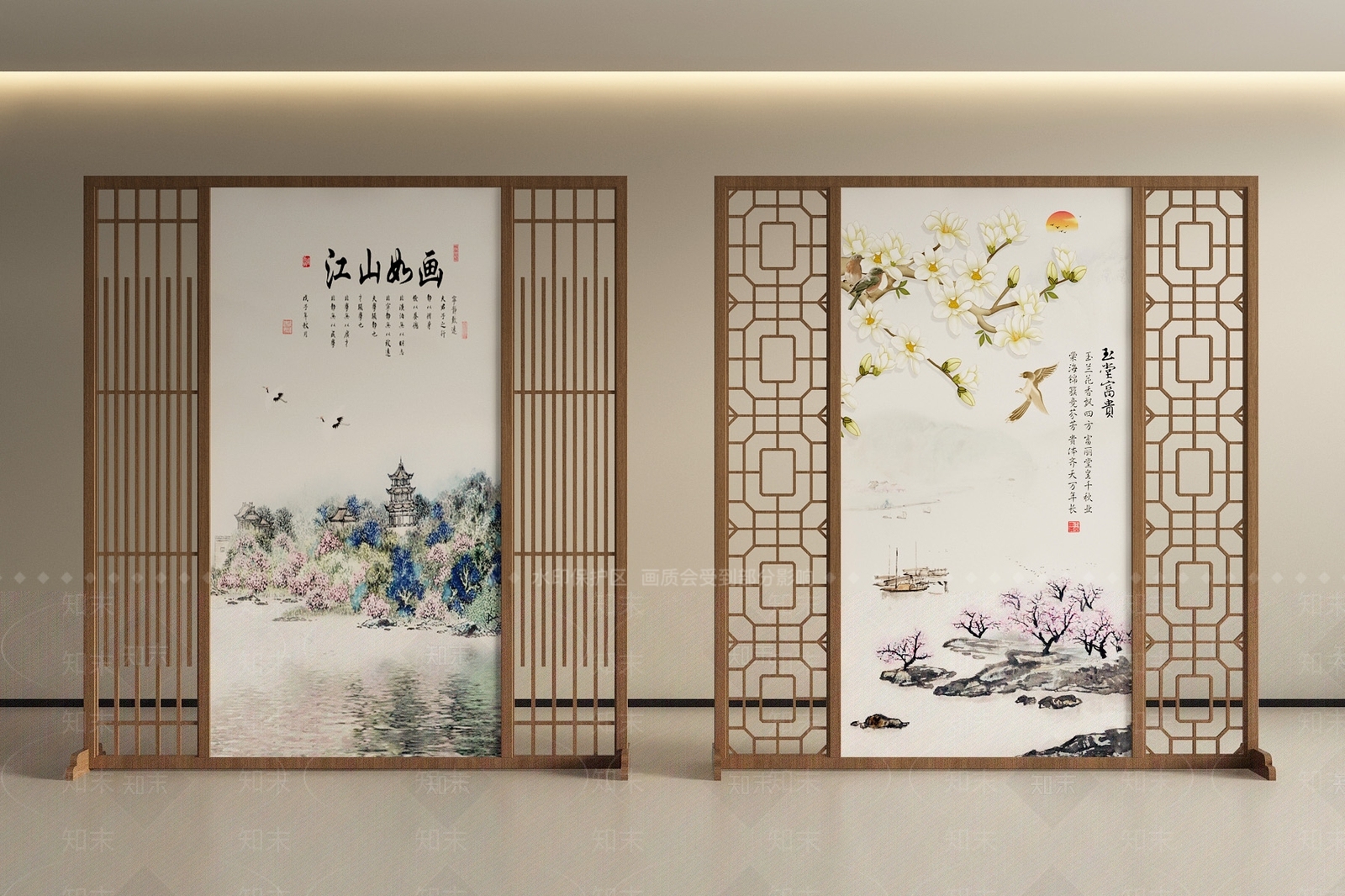 中式新中式屏风3D模型下载【ID:1198765346】