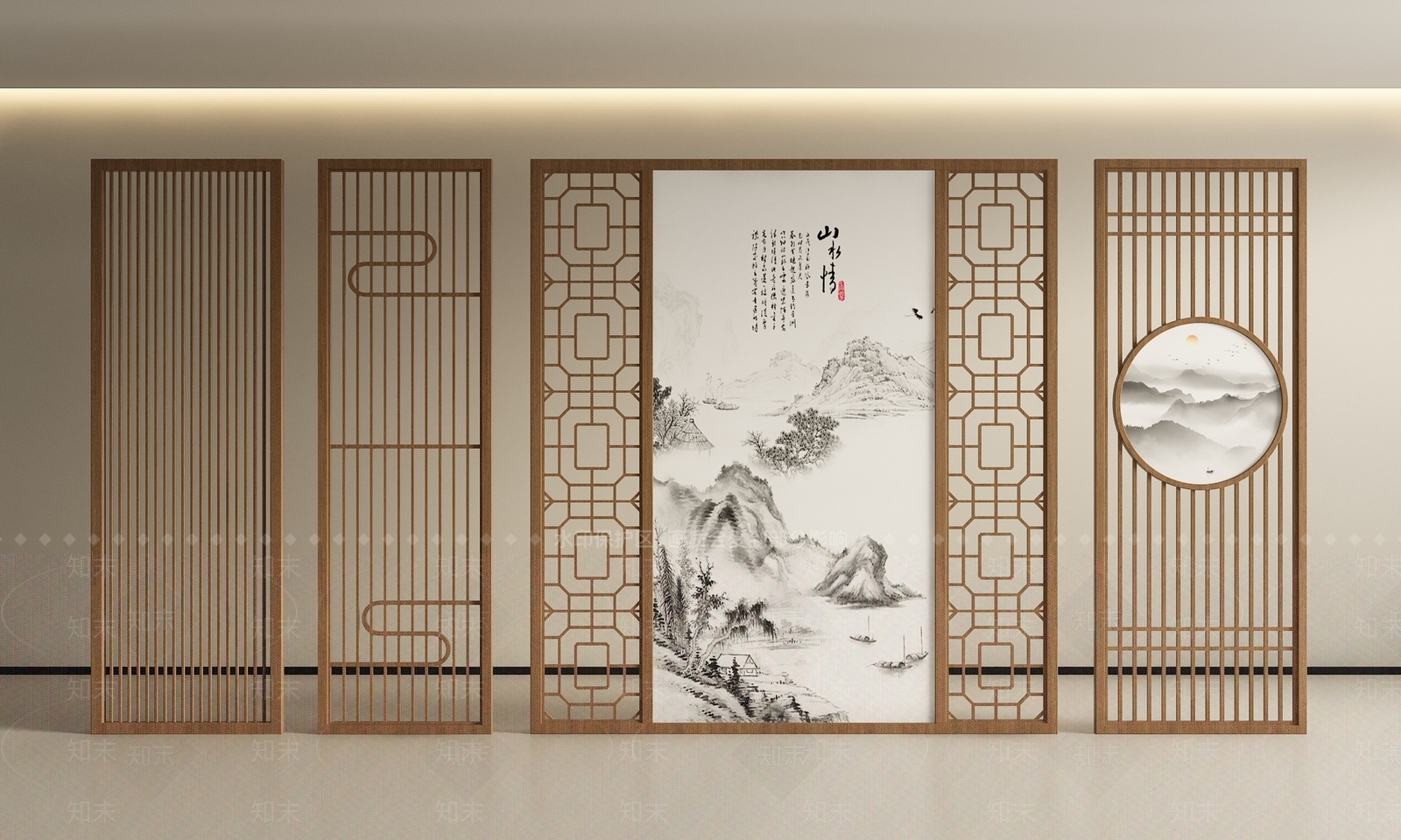 中式新中式隔断SU模型下载【ID:1198766442】