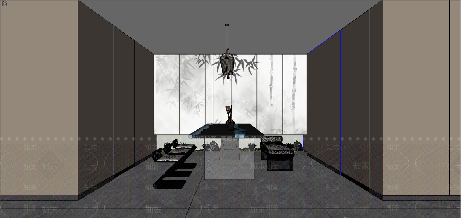 新中式茶室SU模型下载【ID:1198766006】