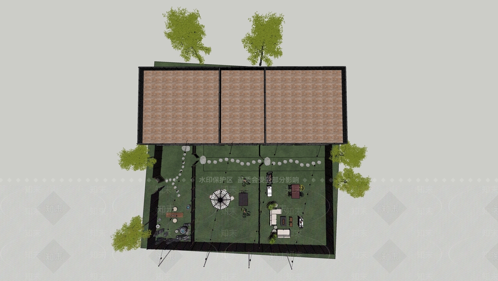 新中式现代民宿建筑SU模型下载【ID:1198766537】
